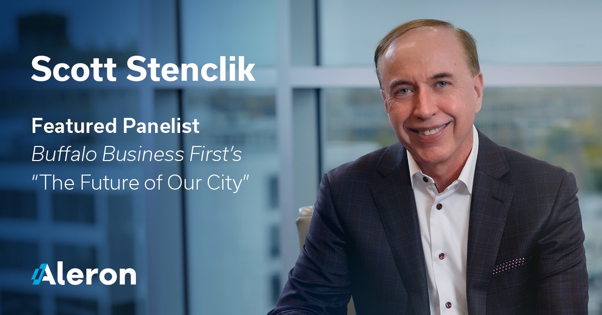 Scott Stenclik headshot with the text Featured Panelist Buffalo Business First's The Future of Our City