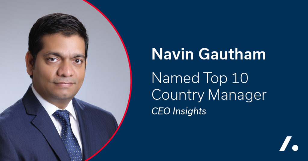 Navin Gautham headshot with the text Named Top 10 Country Manager CEO Insights