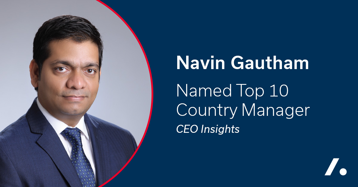 Navin Gautham headshot with the text Named Top 10 Country Manager CEO Insights